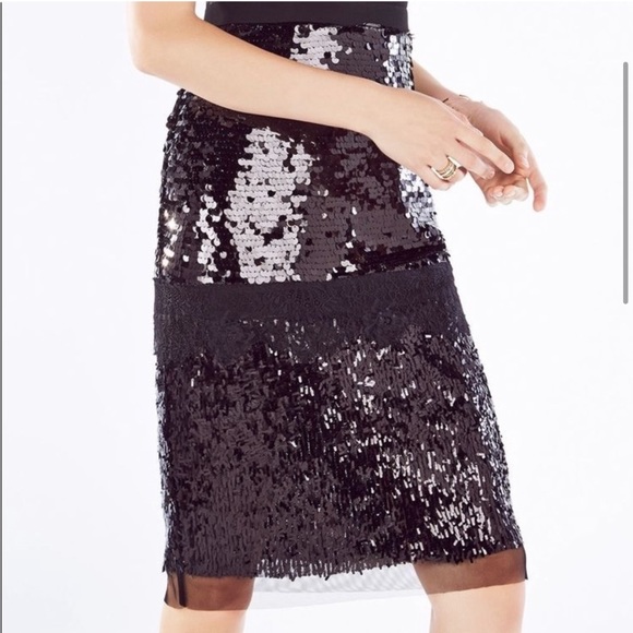 NWT! BCBG MAXAZARIA REYNA SEQUINS AND LACE BLACK DRESS - Picture 3 of 11